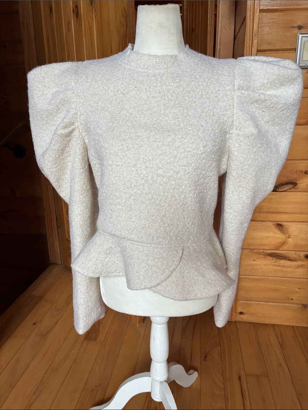 Tuckernuck hyacinth house wool blend puff sleeve pemplum top